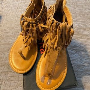 Fringe zip up sandals size 10